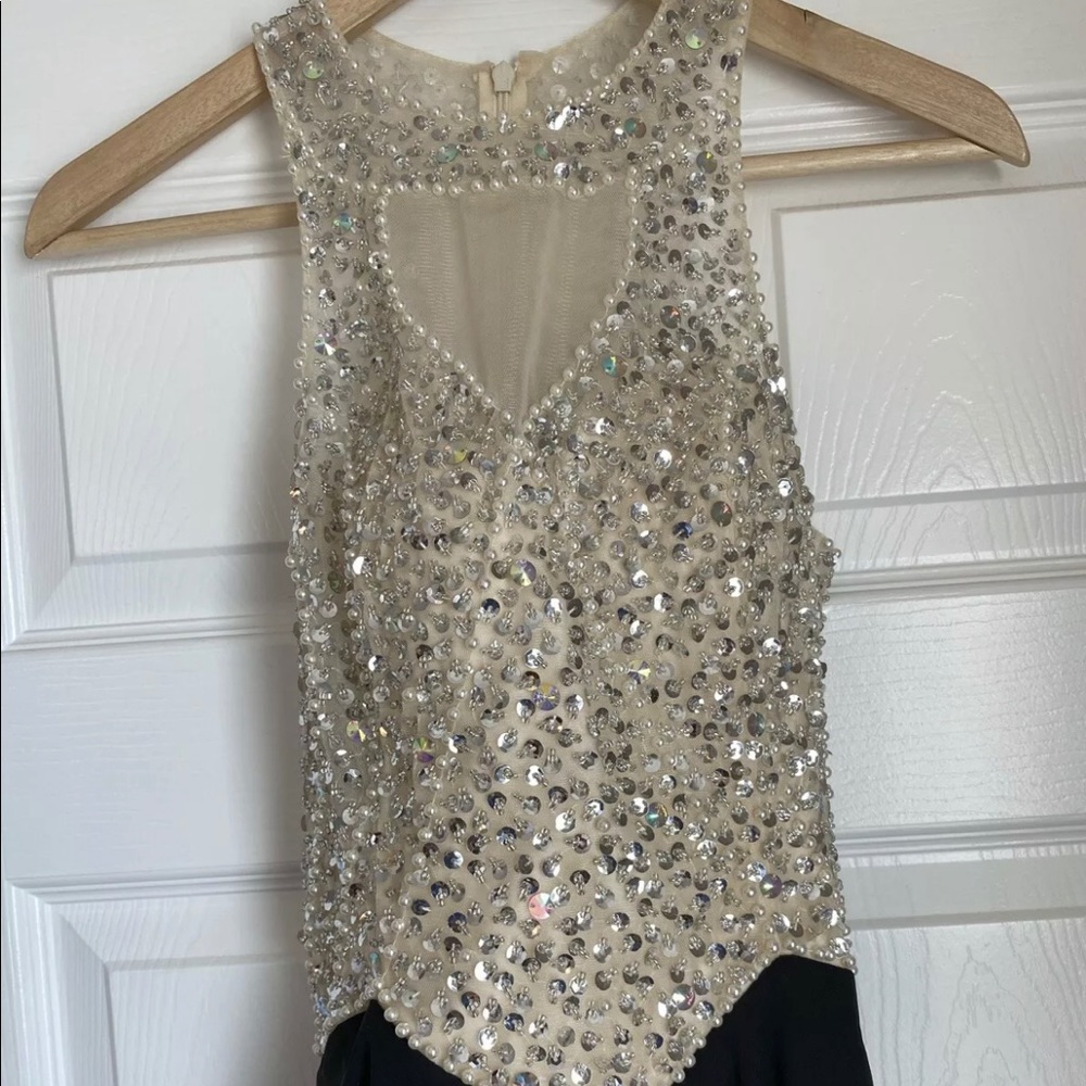 Women Black Gold Sequins Formal Wedding Party Prom